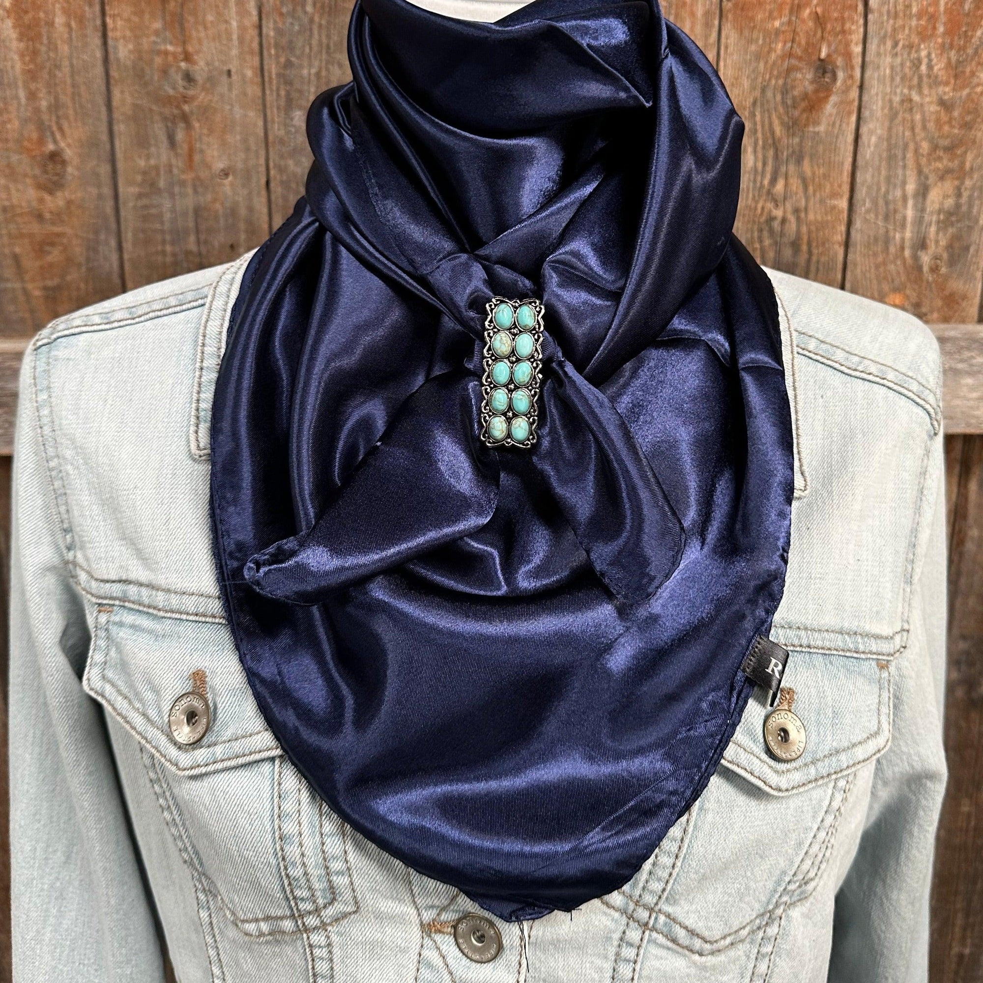 35X35"  Solid Dark Blue Wild Rag / Scarf - W216 Slide WRSC9G