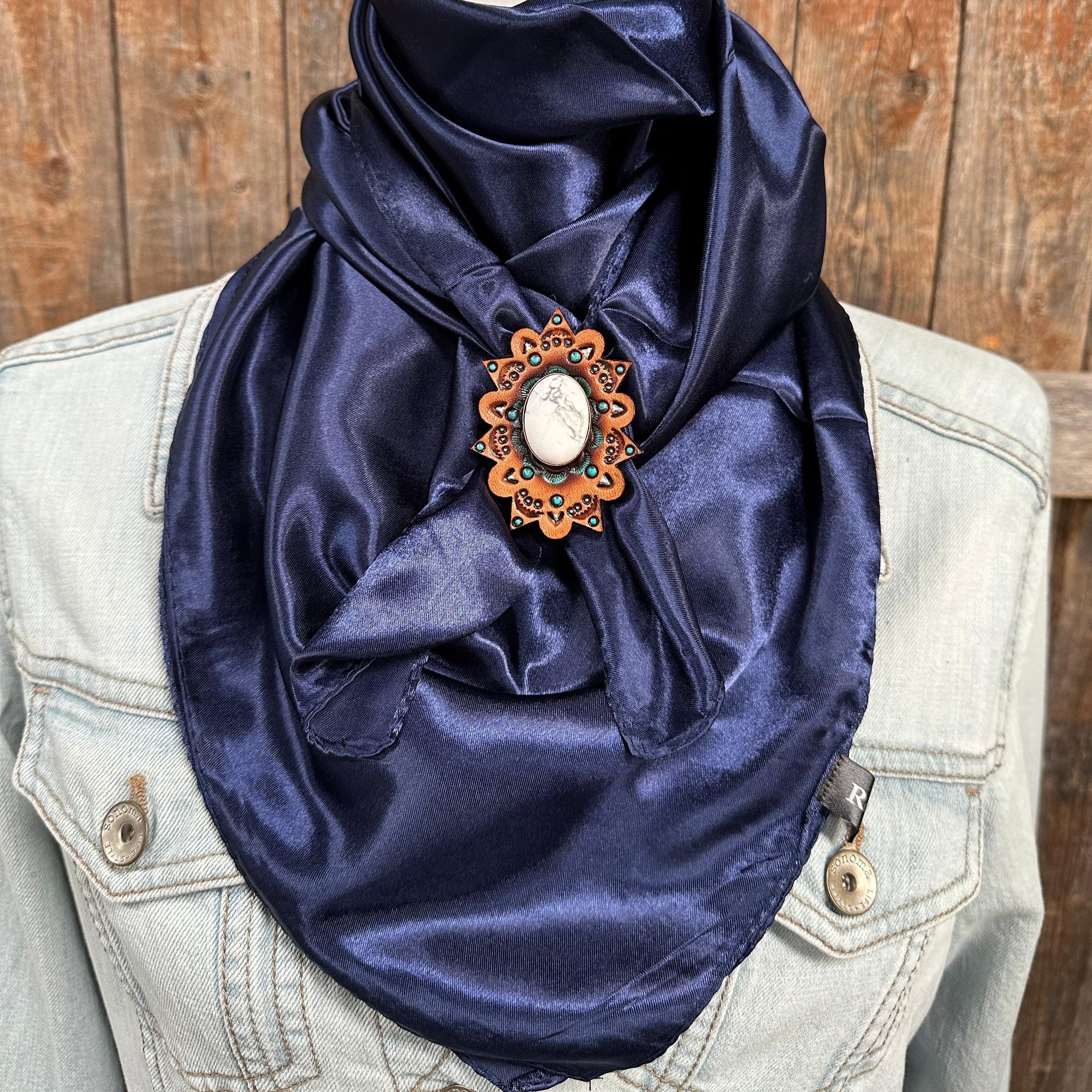 35X35"  Solid Dark Blue Wild Rag / Scarf - R110CABWT Slide WRSC9E