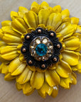 Yellow Daisy Leather Flowers - 1" Crystal Conchos - Options