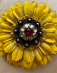 Yellow Daisy Leather Flowers - 1" Crystal Conchos - Options
