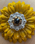 Yellow Daisy Leather Flowers - 1" Crystal Conchos - Options