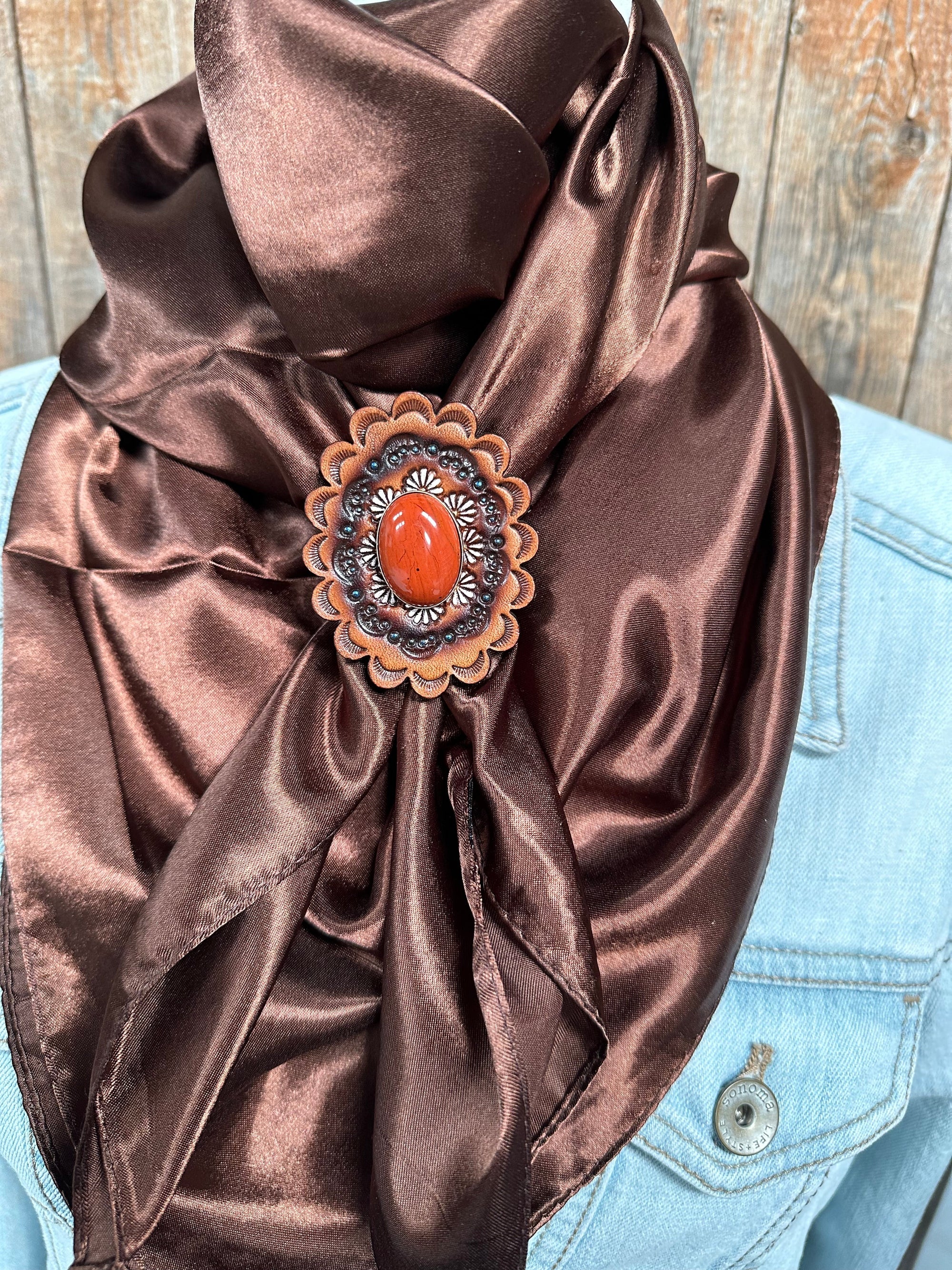 35X35"  Solid Brown Wild Rag / Scarf - R102CABRU Slide WRSC2E