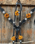 Black Basketweave Yellow and Clear Browband / One Ear Tack Set