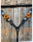 Black Basketweave Yellow and Clear Browband / One Ear Tack Set