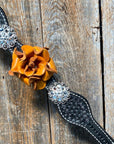 Black Basketweave Yellow and Clear Browband / One Ear Tack Set