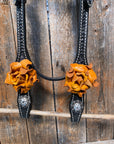 Black Basketweave Yellow and Clear Browband / One Ear Tack Set