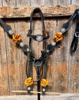Black Basketweave Yellow and Clear Browband / One Ear Tack Set