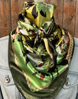 35X35"  Green Floral Paisley Wild Rag / Scarf WR174