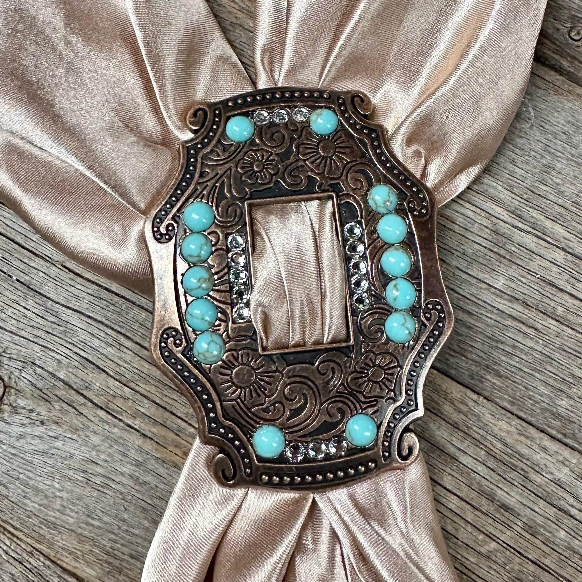 Extra Large Copper Turquoise and Clear Buckle Slide SCOTQCL