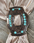 Extra Large Copper Turquoise and Clear Buckle Slide SCOTQCL