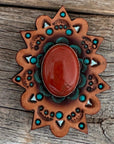 Leather Rosette Starburst - Rust Cabochon Western Concho R110CABRU