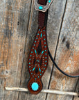 Dark Oil Hand Painted Turquoise Browband/ Breastcollar Tack Set