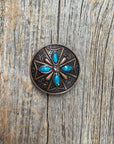 Copper Turquoise & Clear Crystal Concho 1" W138S