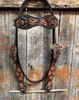Flower Power and Chocolate Browband/One Ear Headstall & Breastcollar Tack Set