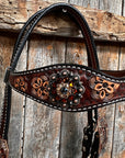 Flower Power and Chocolate Browband/One Ear Headstall & Breastcollar Tack Set