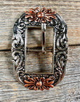 Antique Silver Big Flowers Cart Buckle W199B
