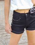 BLACK- Shenandoah Stud Shorts