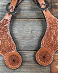 Light Oil Floral Tooled Spur Straps