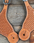 Light Oil Basketweave Tooled Spur Straps