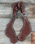 Medium Oil Basketweave Tooled Spur Straps