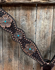 Copper Dot Honeycomb Flower and Turquoise Browband / One Ear Tack Set