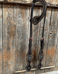Copper Dot Honeycomb Flower and Turquoise Browband / One Ear Tack Set