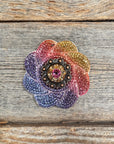Rainbow Flower Rhinestone Rosette - Assorted Conchos