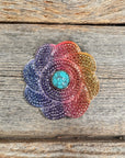 Rainbow Flower Rhinestone Rosette - Assorted Conchos