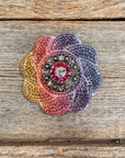 Rainbow Flower Rhinestone Rosette - Assorted Conchos