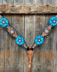 Classic Turquoise and Clear Browband/One Ear Tack Set / Witherstrap