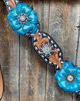 Classic Turquoise and Clear Browband/One Ear Tack Set / Witherstrap