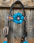 Classic Turquoise and Clear Browband/One Ear Tack Set / Witherstrap