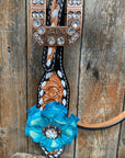 Classic Turquoise and Clear Browband/One Ear Tack Set / Witherstrap