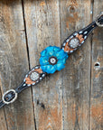 Classic Turquoise and Clear Browband/One Ear Tack Set / Witherstrap