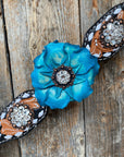 Classic Turquoise and Clear Browband/One Ear Tack Set / Witherstrap