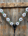 Two Tone Floral Pink and White Browband/ Breastcollar Tack Set