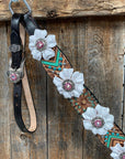 Two Tone Floral Pink and White Browband/ Breastcollar Tack Set