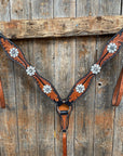 Two Tone Leaf Jet and Clear One Ear & Breastcollar Tack Set