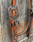 Zebra Jet and Topaz Browband / Breastcollar Tack Set