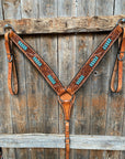 Light Oil Buckaroo Roper Turquoise One Ear & Breastcollar Tack Set
