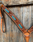 Light Oil Buckaroo Roper Turquoise One Ear & Breastcollar Tack Set