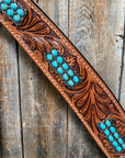 Light Oil Buckaroo Roper Turquoise One Ear & Breastcollar Tack Set