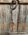 Light Oil Buckaroo Roper Turquoise One Ear & Breastcollar Tack Set