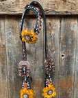 Classic Yellow and Pink Browband/One Ear Tack Set with Wither Strap