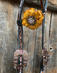 Classic Yellow and Pink Browband/One Ear Tack Set with Wither Strap