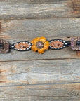 Classic Yellow and Pink Browband/One Ear Tack Set with Wither Strap