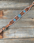 Whipstitch Turquoise & AB Browband/One Ear Tack Set with Wither Strap