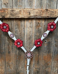White Leather AB and Gardenias One Ear Tack Set with Wither Strap