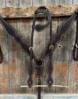 Dark Oil Honeycomb Tooled with Copper Dots Tack Sets