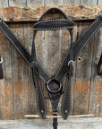 Dark Oil Basketweave with Silver Dots Tack Sets
